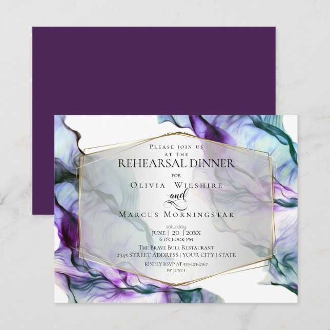 Invitation RÉPÉTITION | Encre Abstraite fluide Plum Ultra Vio (Devant / Derrière)