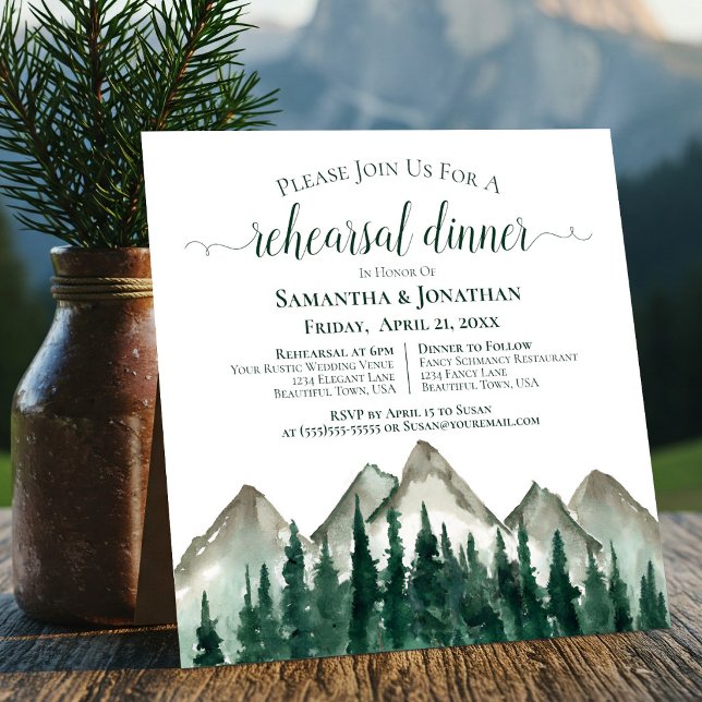 Invitation Répétition et dîner de mariage Rustique Montagne & (Créateur téléchargé)