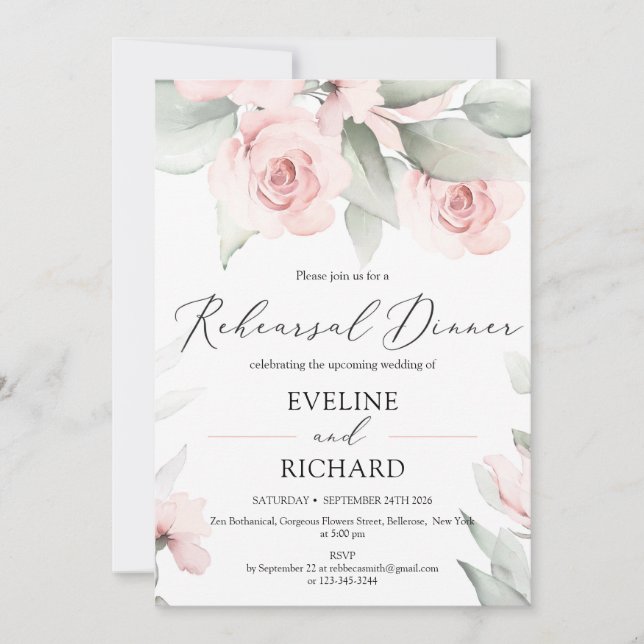 INVITATION RÉPÉTITION FLORALE BOHO BOHO SOFT ROSE (Devant)