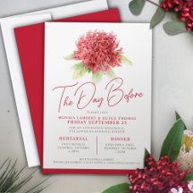 Répétition florale de waratah rouge avant le maria