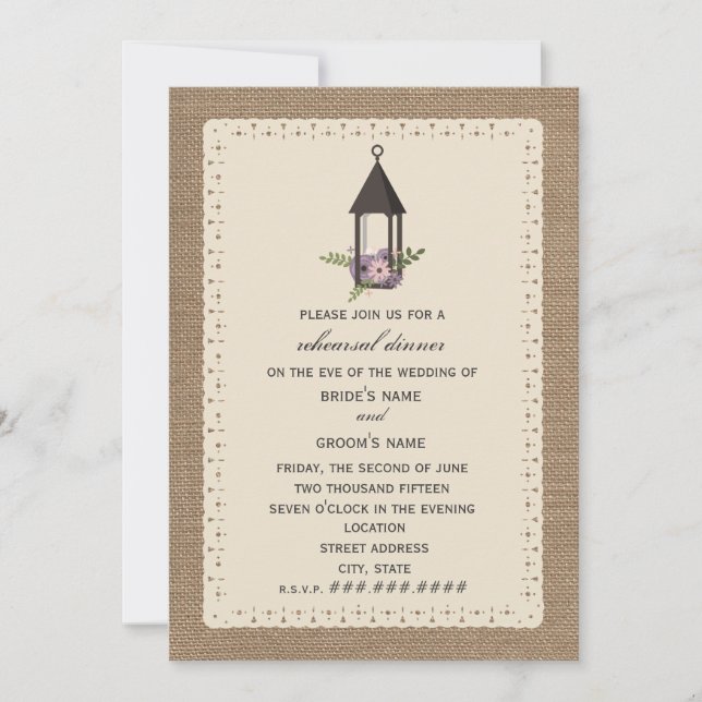 Invitation Répétition florale inspirée par Burlap & Lace (Devant)