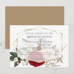 Invitation Répétition mariage Burgundy Peony Floral Spray