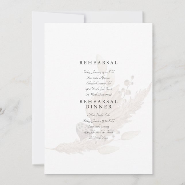 Invitation Répétition Mariage de Pampas coupée (Devant)