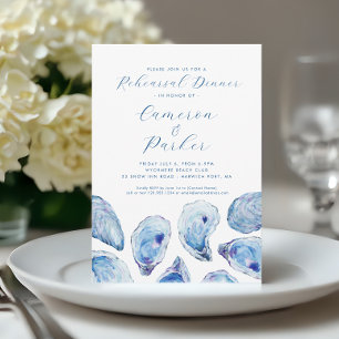 Invitation Répétition Mariage d'huîtres Aquarelle bleue