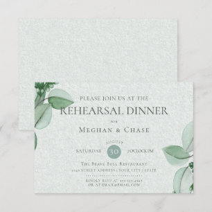 Invitation Répétition mariage   Élégante aquarelle Eucalyptus