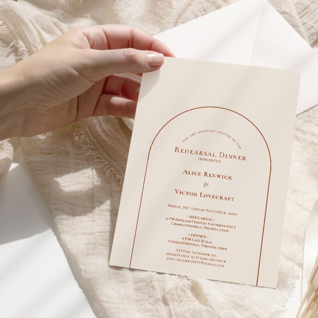 Invitation Répétition Mariage en ivoire simple Boho Arch (Créateur téléchargé)