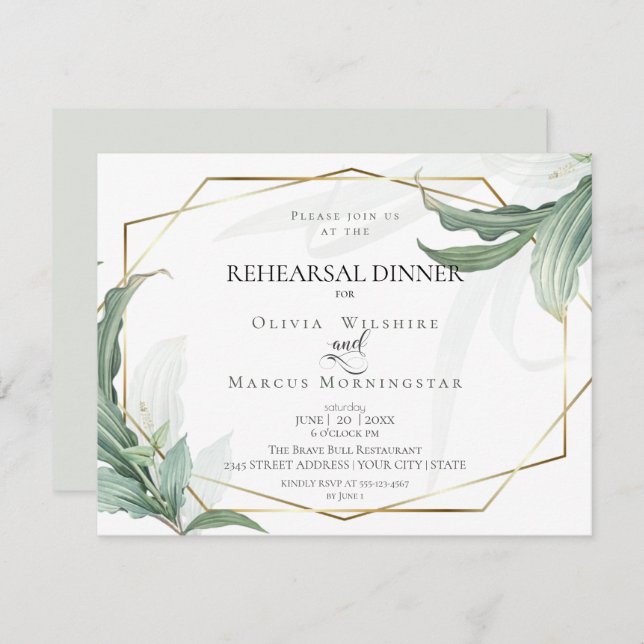 Invitation Répétition mariage | Feuilles tropicaux modernes e (Devant / Derrière)