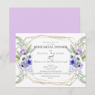Invitation Répétition mariage Floral d'anémone violet