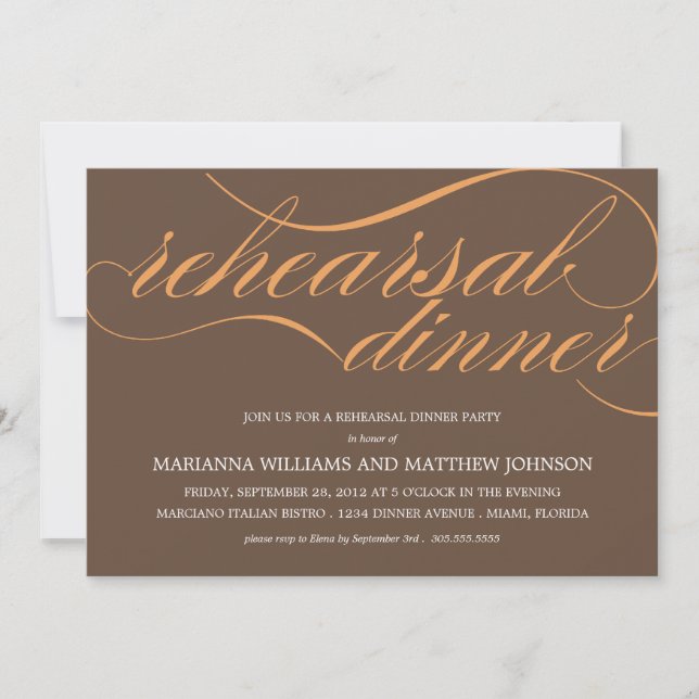 INVITATION RÉPÉTITION MARRON & ORANGE | CARTON D'INVITATION À (Devant)