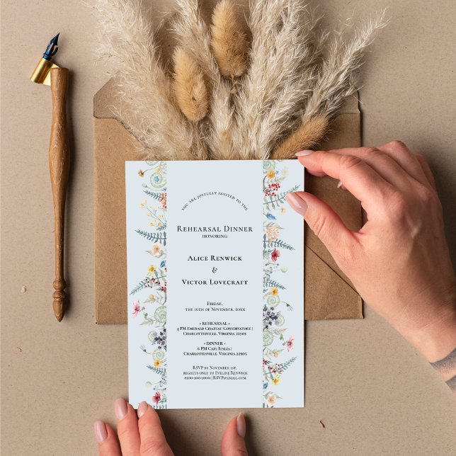 Invitation Répétition simple Fleur sauvage Dusty Blue Mariage (Créateur téléchargé)
