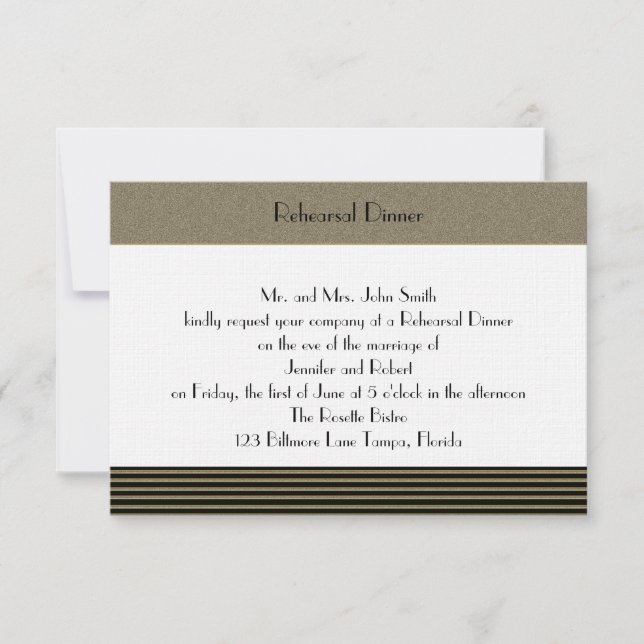Invitation Répétition snob de mariage d'art déco (Devant)