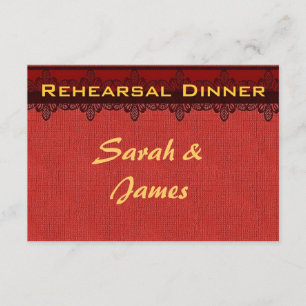 Invitation Répétition vintage de mariage de brocard rouge de