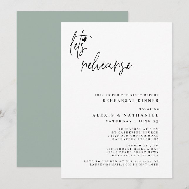 Invitation Répétons la nuit avant Dusty Sage (Devant / Derrière)