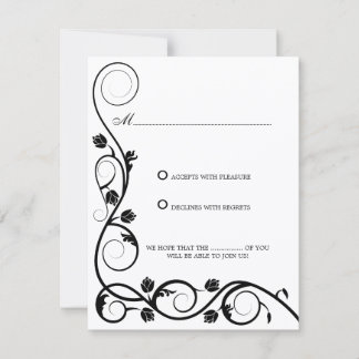 Invitation Répondre aux élégants tourbillons noirs et blancs