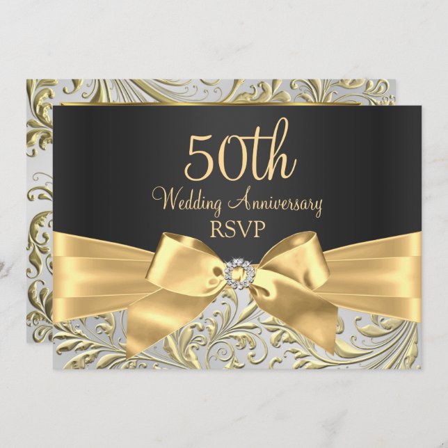 Invitation Réponse 50e anniversaire de mariage Arc & Tourbill (Devant / Derrière)