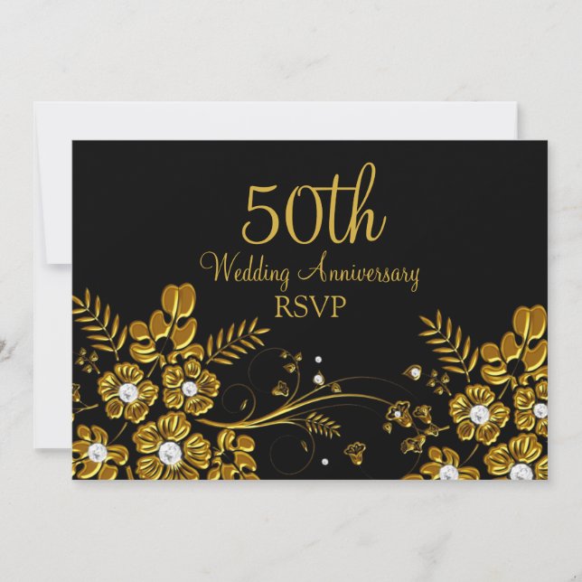 Invitation Réponse 50e anniversaire de mariage Tourbillon flo (Devant)