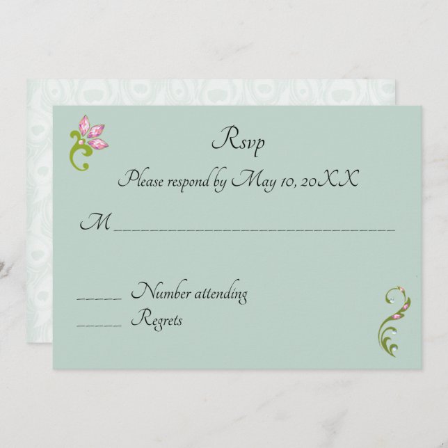 Invitation Réponse à l'invitation de mariage au paon hindou i (Devant / Derrière)