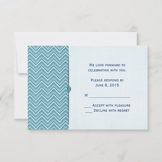 Invitation Réponse Aqua Blue Chevron (Devant)