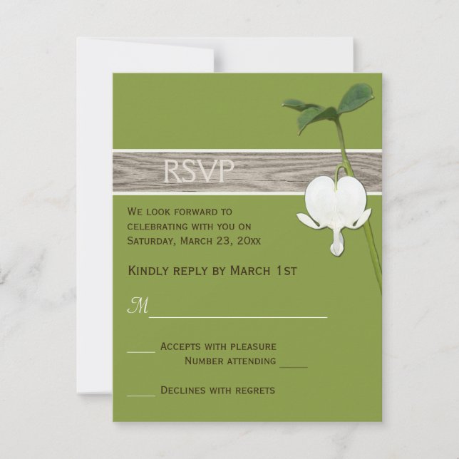 Invitation Réponse au mariage Brown Green Ivory Bleeding Hear (Devant)
