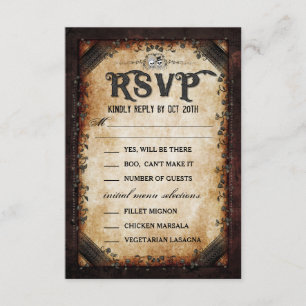 Invitation Réponse Brown Gothique Halloween squelette assorti