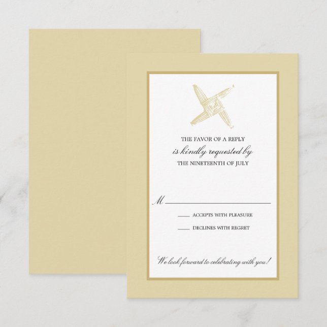 Invitation Réponse de mariage à la croix irlandaise de Ste Br (Devant / Derrière)