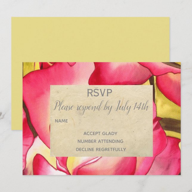 Invitation Réponse de mariage à thème rose rose art rustique (Devant / Derrière)