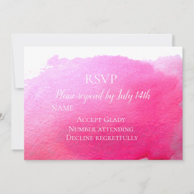 Invitation Réponse de mariage aquarelle rose moderne RSVP (Devant)