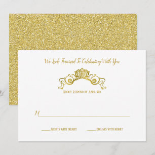Invitation Réponse de mariage au blason royal or élégant