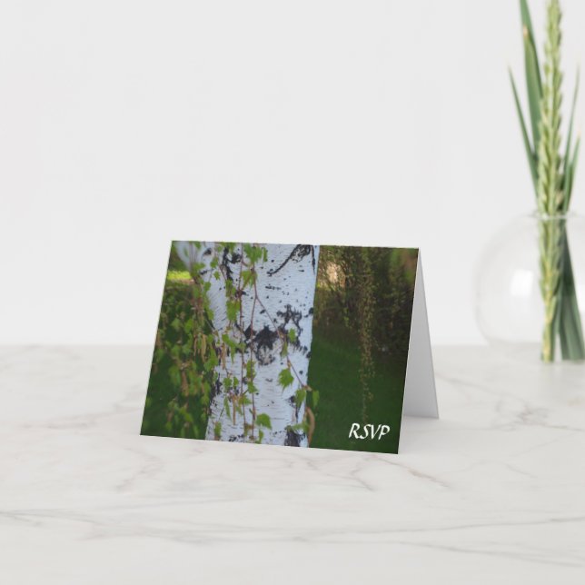 Invitation Réponse de mariage au Bouleau Pleureur (Devant)