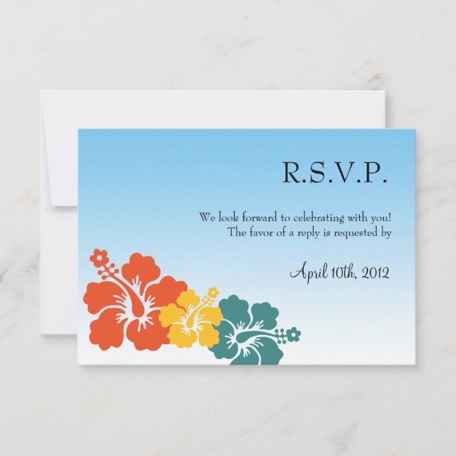 Invitation réponse de mariage aux fleurs d'hibiscus hawaïen o (Devant)