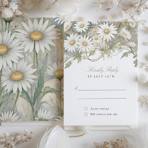 Invitation Réponse de mariage aux marguerites RSVP