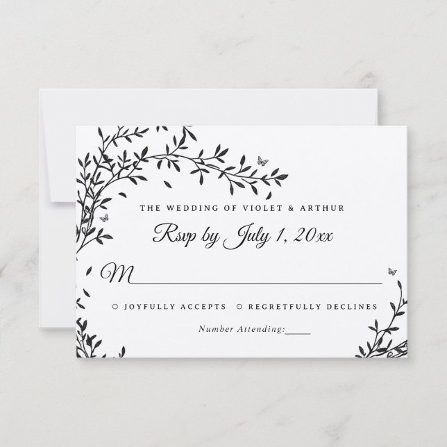 Invitation Réponse de mariage Charme de la forêt (Devant)