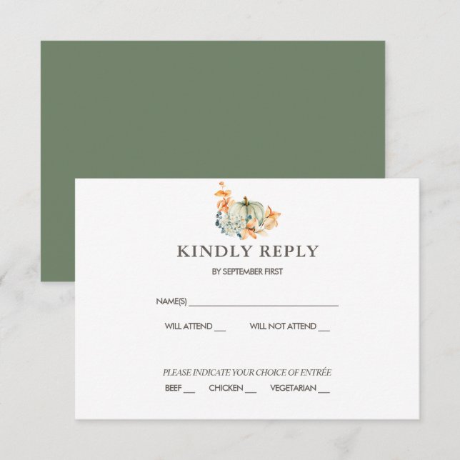 Invitation Réponse de mariage citrouille & florales couleurs  (Devant / Derrière)