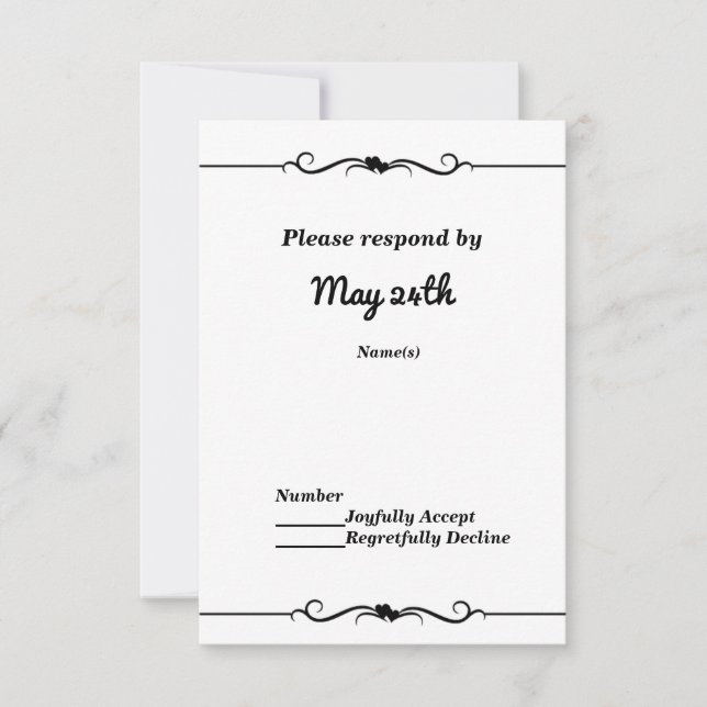 Invitation Réponse de mariage Cœurs Doubles Noir & Blanc (Devant)