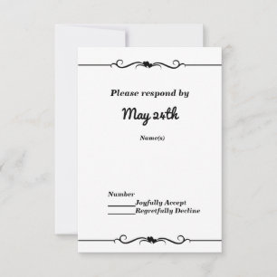 Invitation Réponse de mariage Cœurs Doubles Noir & Blanc