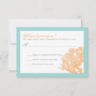 Invitation Réponse de mariage corail | RSVP de mariage tropic