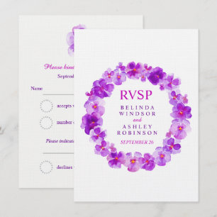 Invitation Réponse de mariage couronne de violettes florales