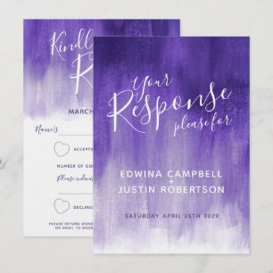 Invitation Réponse de mariage d'art moderne ultraviolet RSVP