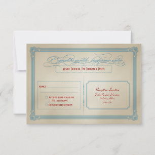 Invitation Réponse de mariage DIY Rouge Blanc & Bleu Italien