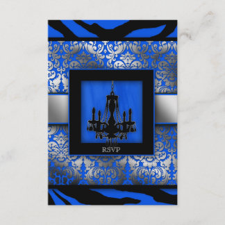 Invitation Réponse de mariage élégant lustre Zèbre Bleu