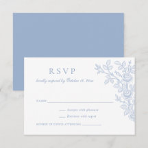 Réponse de mariage élégante vintage florale bleu p
