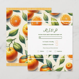 Invitation Réponse de mariage Feuilles d'orange au citron aqu