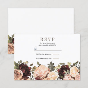 Invitation Réponse de mariage Fleurs de feuillage floral rose