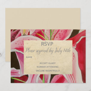 Invitation Réponse de mariage fleurs de lys roses art rustiqu