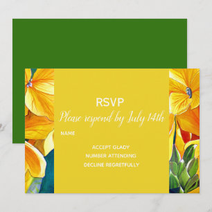 Invitation Réponse de mariage fleurs jaunes campagne rustique