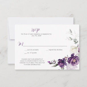 Invitation Réponse de mariage florale Purple Peonies téléchar