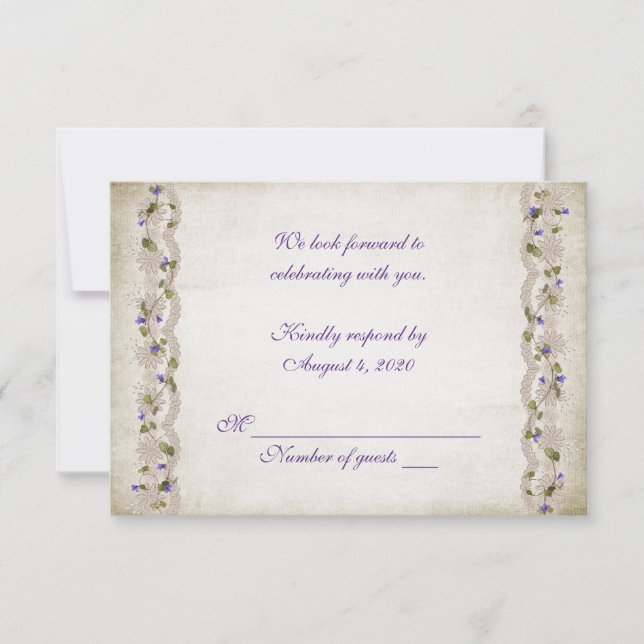 Invitation Réponse de mariage lierre et dentelle (Devant)