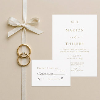 Invitation Réponse de mariage minimaliste blanche moderne