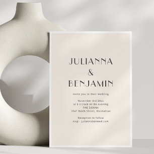 Invitation Réponse de mariage minimaliste crème ivoire Art Dé