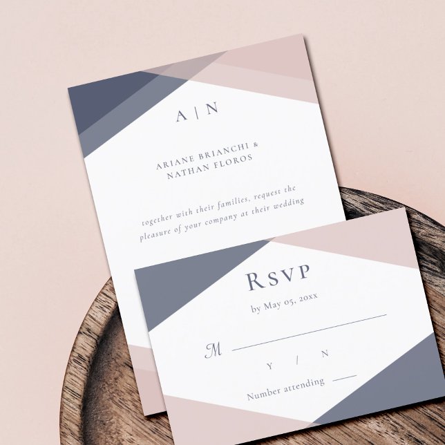 Invitation Réponse de mariage moderne monogramme géométrique  (Créateur téléchargé)